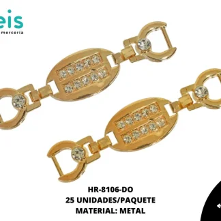 HERRAJE MET PIEDRA HEB OVAL 69X17mm REF: HMV603 DORADO 25u/Pqt