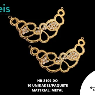 HERRAJE MET PIEDRA COLLAR 88X30MM REF: HMV-800 DORADO 10 U/PQT