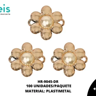 HERRAJE METALIZADO FLOR PERLA 24X26MM REF:H1 DORADO ROSADO 100U/PQT
