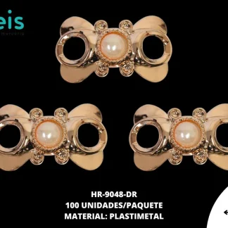 HERRAJE METALIZADO FLOR PERLA 39X22mm REF: A07 DORADO ROSADO PIEZA