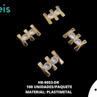 HERRAJE PLASTIMETAL RECT PIEDRA 28X20MM REF: H4 DORADO ROSADO