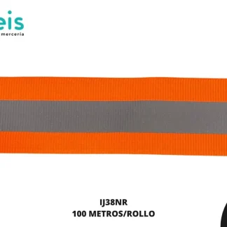 CINTA POPOTILLO CON REFLEJANTE NARANJA/GRIS 38MM 100 METROS/ROLLO