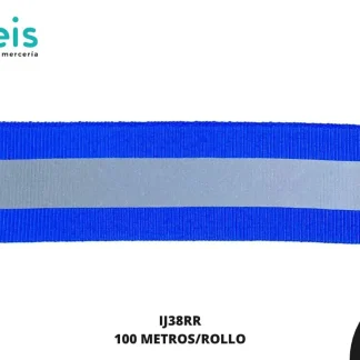 CINTA POPOTILLO CON REFLEJANTE AZUL REY/GRIS 38MM 100 METROS/ROLLO
