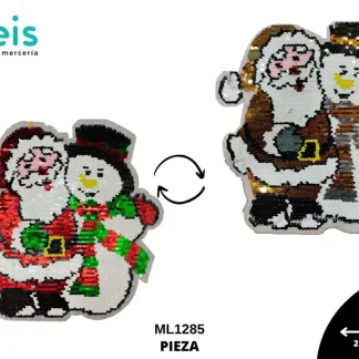 PARCHES LENTEJUELA SANTA CLOS Y MUÑECO DE NIEVE REVESRIBLE ML1285 21cmX21.5cm MULTICOLOR
