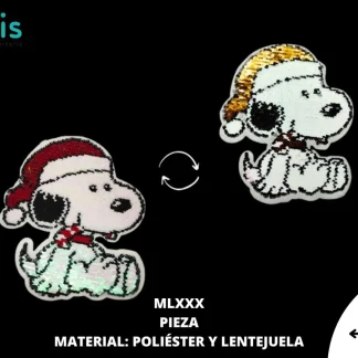 PARCHES LENTEJUELA REVERSIBLE SNOOPY NAVIDEÑO MLXXX 18cmX21cm