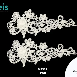 APLICACIONES EN PAR 3D SEDA DE LECHE MS331 37cmX14cm BLANCO
