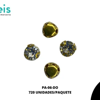 REMACHES METAL PIEDRA PA-06-DO 6mm 720 PZ/PQT DORADA/CRISTAL