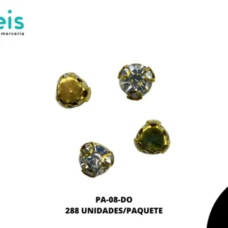 REMACHES METAL PIEDRA PA-08-DO 8mm 288 PZ/PQT DORADA/CRISTAL