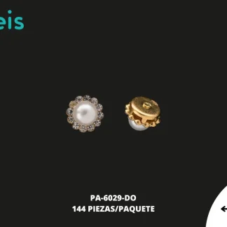 REMACHES METAL FLOR PERLA PA-6029-DO 9mm 144 PZ/PQT DORADO/CRISTAL