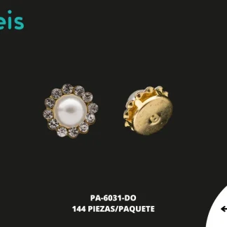 REMACHES METAL FLOR PERLA PA-6031-DO 11mm 144 PZ/PQT DORADO/CRISTAL