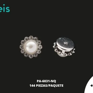 REMACHES METAL FLOR PERLA PA-6031-NQ 11mm 144 PZ/PQT NIQUEL/CRISTAL