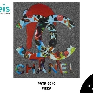 PARCHES DTF CHANEL AZUL CON FLORES PATR-0040 21cmX23.5cm