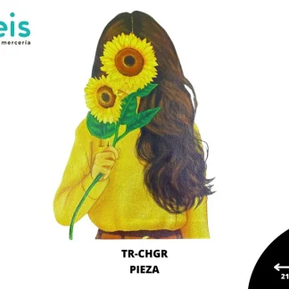 PARCHES DTF CHICA GIRASOL PATR-0074 21.5cmX30cm AMARILLO