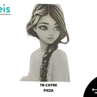PARCHES DTF CHICA TRENZA PATR-0087 19.5cmX30.2cm BLANCO/NEGRO