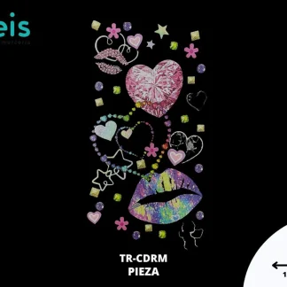 PARCHES DTF CORAZONES LABIOS PATR-0096 15cmX30cm MULTICOLOR