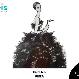 PARCHES DTF VESTIDO PLUMAS NEGRO PATR-0256 24.5cmX30cm