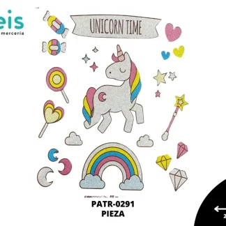PARCHES DTF UNICORN TIME ARCOIRIS DULCES A4 PATR-0291 25cmX30cm MULTICOLOR