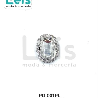 PIEDRA CUADRADA 10X14MM 50U/BOLSA PLATA