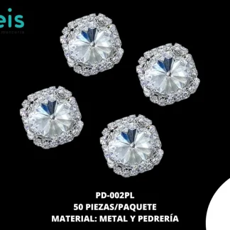 REMACHE COSTURA PIEDRA PD-002PL 14mm 50 PZ/PQT PLATA