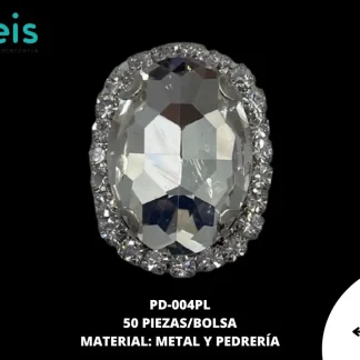 BOTON PIEDRA PD-004PL 13mmX18mm 50 PZ/PQT PLATA