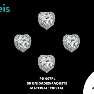PIEDRA CORAZON 12MM 50U/BOLSA PLATA