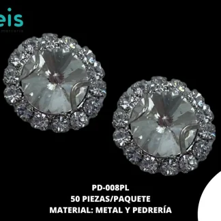 PIEDRA REDONDA 8MM 50U/BOLSA PLATA