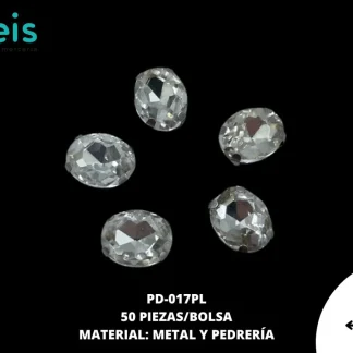 PIEDRA CIRCULAR 8X10MM 50U/BOLSA PLATA