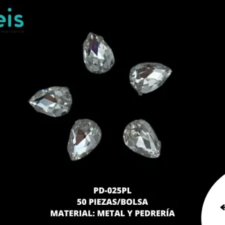 REMACHE COSTURA GOTA PIEDRA PD-025PL 7.2mmX10mm 50 PZ/PQT PLATA