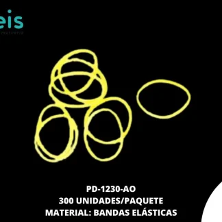 KIT BANDAS ELASTICAS-AGUJA-12TERMINALES AMARILLO 300 u/pqt