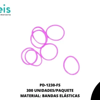 KIT BANDAS ELASTICAS-AGUJA-12TERMINALES FUCSIA 300 u/pqt