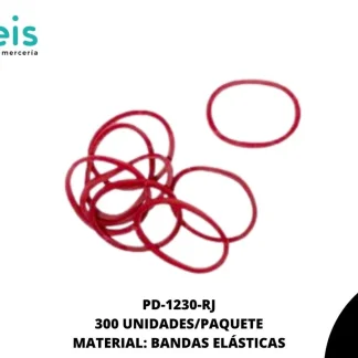 KIT BANDAS ELASTICAS-AGUJA-12TERMINALES ROJO 300 u/pqt