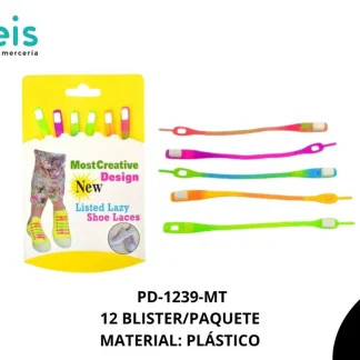 AGUJETAS CAUCHO FLOURECENTE 12.5cm REF: HJ-1/2/3/4 MULTICOLOR 12 blister(6u)/pqt