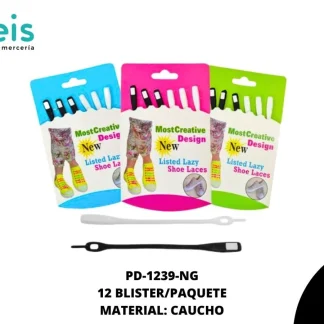 AGUJETAS CAUCHO FLOURECENTE 12.5cm REF: HJ-1/2/3/4 NEGRO 12 blister(6u)/pqt