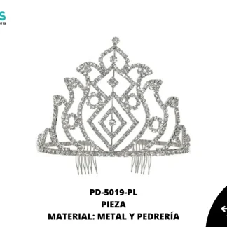 CORONA METALICA STRASS 10X15cm REF: #43 PLATA unidad