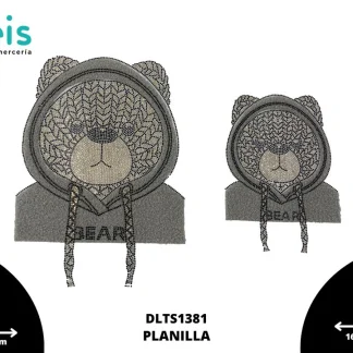 APLICACION PIEDRA TRANSFER OSO CON SUDADERA CHICO Y GRANDE REF: DLTS1381
