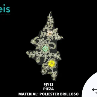APLICACIONES EN PAR DECORADOS POLIESTER BRILLOSO FLORAL PJY13 26cm MULTICOLOR