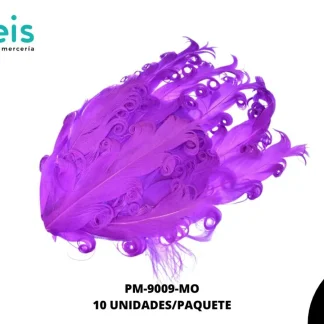 PLUMA PAVO RIZADA REF: 16CM MORADO 10 U/PQT