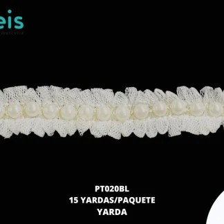 GUIPIUR SEDA DE LECHE DECORADO PT020BL BLANCO 2 CM 15 YARDAS/PAQUETE