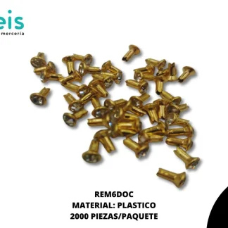 REMACHES METAL REM6DOC 6mm 2,000 PZ/PQT DORADO/CRISTAL
