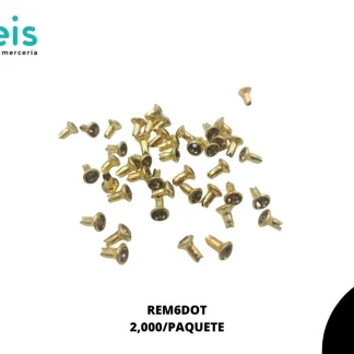 REMACHES METAL PIEDRA REM6DOT 6mm 2,000 PZ/PQT DORADO/TOPAZ