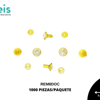 REMACHES METAL PIEDRA POSTE CERADO REM8DOC 8mm 1,000 PZ/PQT DORADO