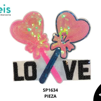 PARCHES LENTEJUELA LOVE PALETAS SP1634