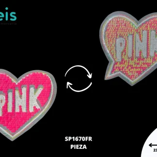PARCHES LENTEJUELA REVERSIBLE CORAZON PINK SP1670FR 23cmX22cm FRESA
