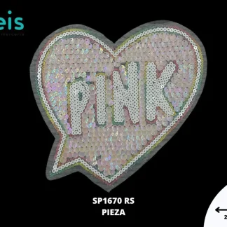 PARCHES LENTEJUELA CORAZON PINK SP1670RS 23cmX22cm ROSA