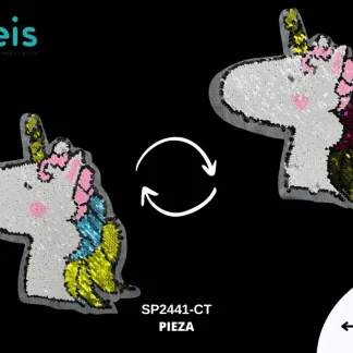 PARCHES LENTEJUELA REVERSIBLE UNICORNIO CARICATURA SP2441-CT 20cmX23cm