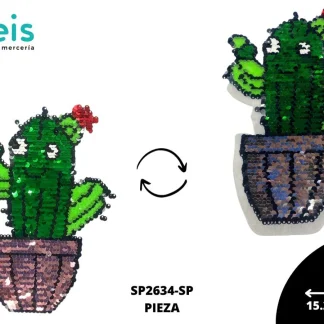 PARCHES LENTEJUELA REVERSIBLE CACTUS FELIZ SP2634-SP 15.2cmX20.8cm