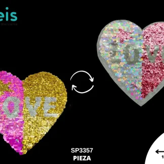 PARCHES LENTEJUELA REVERSIBLE LENTEJUELA LOVE SP3357 19cmX17.5cm