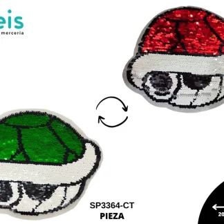 PARCHES LENTEJUELA REVERSIBLE CAPARAZON MARIO BROS SP3364-CT 20.5cmX16cm