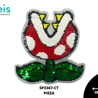PARCHES LENTEJUELA PLANTA CARNIVORA MARIO BROS SP3367-CT 19cmX20.5cm