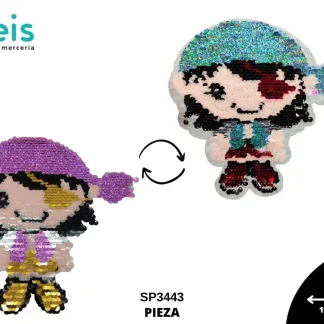 PARCHES LENTEJUELA REVERSIBLE NIÑA PIRATA SP3443 19cmX19cm